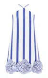 Leo Lin Suzy Striped Halterneck Mini Dress In Blue