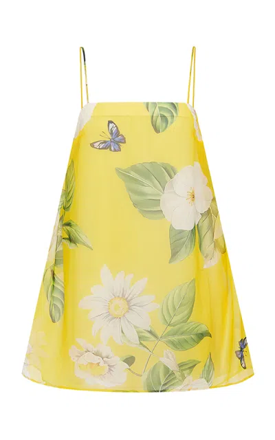 Leo Lin Sylvia Silk Chiffon Tunic Top In Yellow