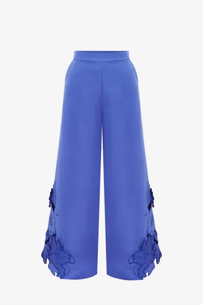 Leo Lin Theodora Appliqué Pants  - Lapis In Blue