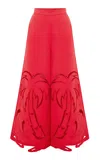 Leo Lin Theodora Appliquéd Wide-leg Pants In Red