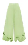 Leo Lin Theodora Appliquéd Wide-leg Pants In Green