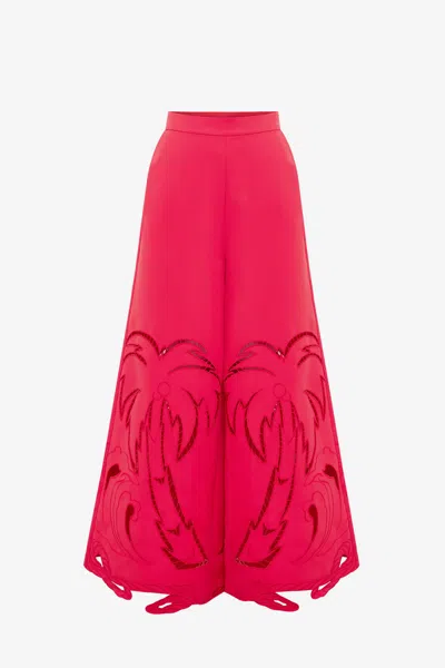 Leo Lin Theodora Cutout-detail Trousers In Red