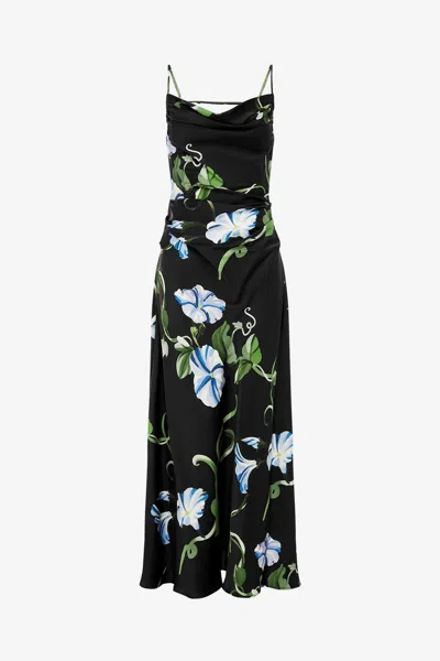Leo Lin Valentina Maxi Dress - Vine Print In Ebony In Black