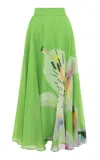 Leo Lin Valerie Silk Maxi Skirt In Green