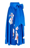 Leo Lin Valerie Tie-detailed Satin Maxi Skirt In Blue