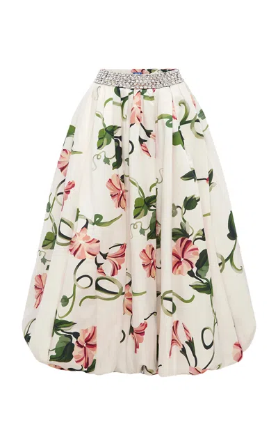 Leo Lin Victoria Embellished Cotton-silk Maxi Skirt In White