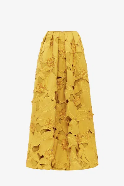 Leo Lin Victoria Embellished Puff Maxi Skirt - Opulence In Yellow