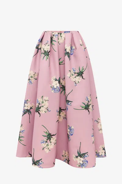 Leo Lin Victoria Puff Maxi Skirt - Bouquet Print In Pastel Pink