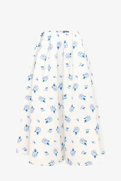 Leo Lin Victoria Puff Maxi Skirt - Ditsy Floral Print In Snow In Multi