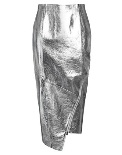 Leo Lin Woman Midi Skirt Silver Size 8 Lambskin