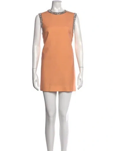 Pre-owned Leo Lin Wool Mini Dress In Orange