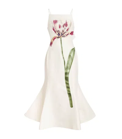 LEO LIN WOOL-SILK REGINA MIDI DRESS