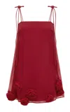 Leo Lin Xuan Rosette-detailed Silk Top In Red