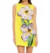 Leo Lin Yvonne Applique Floral Mini Dress In Iris Print In Yellow
