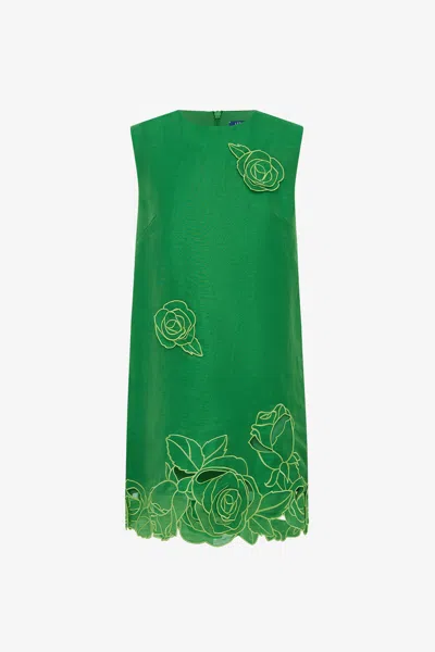 Leo Lin Yvonne Appliqué Mini Dress - Verdant