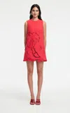 Leo Lin Yvonne Appliquéd Mini Dress In Red
