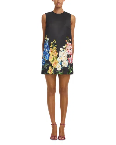 Leo Lin Yvonne Embroidered Mini Dress In Black