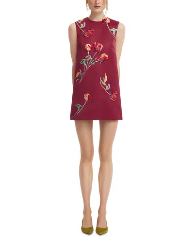 Leo Lin Yvonne Embroidered Mini Dress In Red