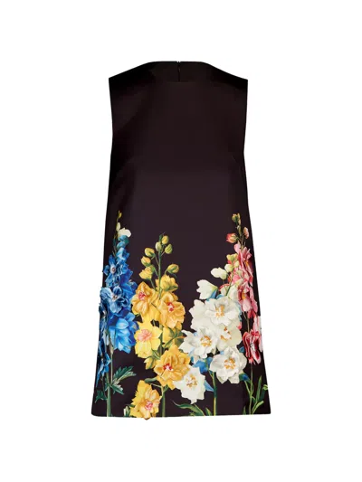 Leo Lin Yvonne Floral-print Sleeveless Mini Dress In Black