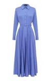 Leo Lin Zara Cotton Midi Shirt Dress In Blue