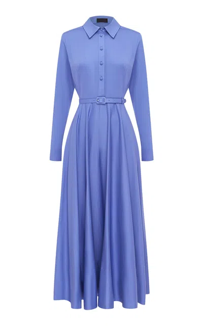 Leo Lin Zara Cotton Midi Shirt Dress In Blue