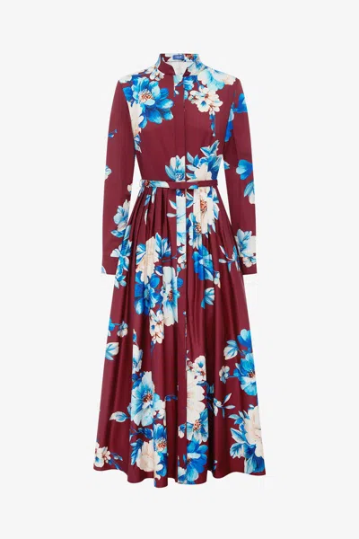 Leo Lin Zara Shirt Midi Dress - Cosmos Print In Red