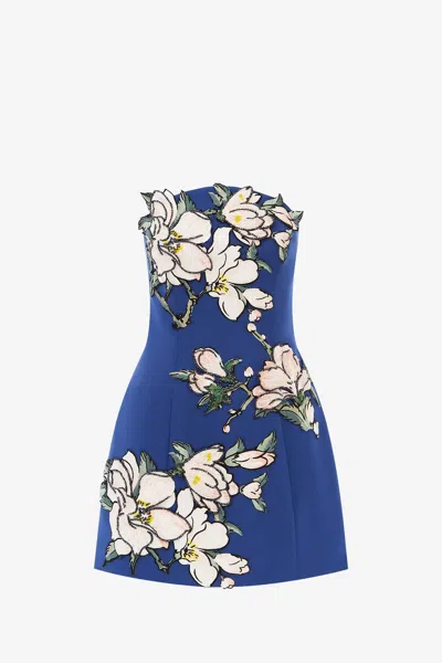 Leo Lin Zaria Appliqué Floral Bustier Mini Dress - Midnight Blue
