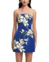 Leo Lin Zaria Applique Floral Bustier Minidress In Blue