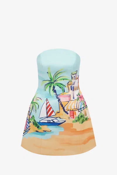 Leo Lin Zaria Bustier Mini Dress - Voyage Print In Multi
