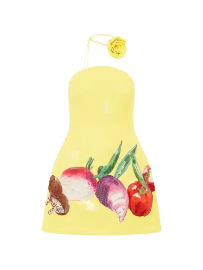 Leo Lin Zaria Strapless Crepe Bustier Mini Dress In Yellow
