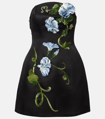 Leo Lin Zaria Floral-appliqué Bustier Dress In Black