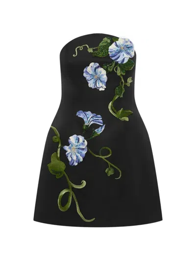 Leo Lin Zaria Applique Floral Strapless Bustier Mini Dress In Green