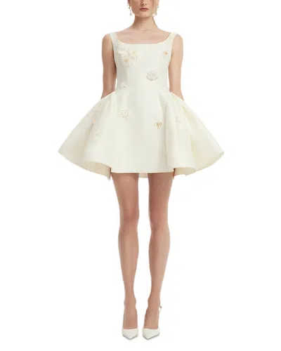 Leo Lin Zaya Wool & Silk Embellished Mini Dress In White