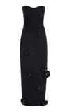 Leo Lin Zayna Embellished Wool-silk Maxi Dress In Black