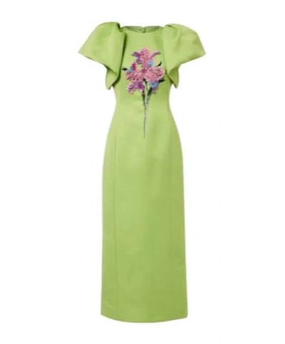Leo Lucinda Sequined Crêpe Satin Cocktail Dress In Green
