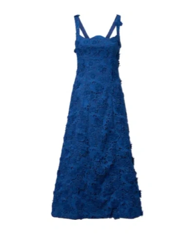 Leo Odette Lace Midi Dress In Blue
