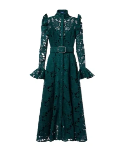 Leo Piper Belted Midi Dress In Green