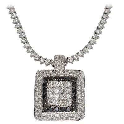 Pre-owned Leo Pizzo 18 Karat White Gold Necklace With 12.04 Carat Black And White Diamonds
