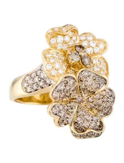 Pre-owned Leo Pizzo 18k Diamond Flower Cocktail Ring In Multicolor