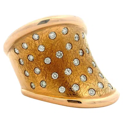 Pre-owned Leo Pizzo 18k Rose Gold Wide Diamond Constellation Ring, Italian, C. 1995 In Red