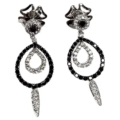 Pre-owned Leo Pizzo 18k White Gold Black & White Diamond Earrings