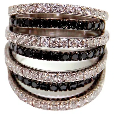 Pre-owned Leo Pizzo 18k White Gold Black & White Diamond Ring