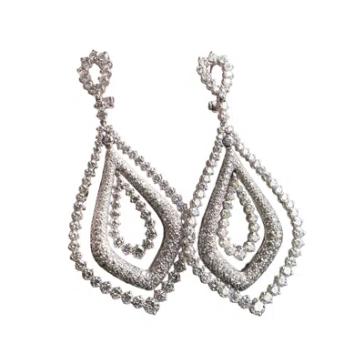 Pre-owned Leo Pizzo 18k White Gold Natural Diamond Drop Earrings Approx 11 Ctw