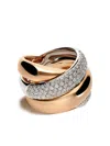 Leo Pizzo 18kt Red And White Gold Waves Diamond Ring In Silber