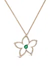 Leo Pizzo 18kt Rose Gold Emerald And Diamond Necklace In 金色