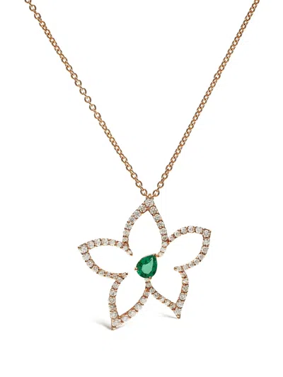 Leo Pizzo 18kt Rose Gold Emerald And Diamond Necklace In 金色
