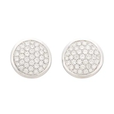 Pre-owned Leo Pizzo 18kt White Gold Diamond Disc Earrings By Pizzo