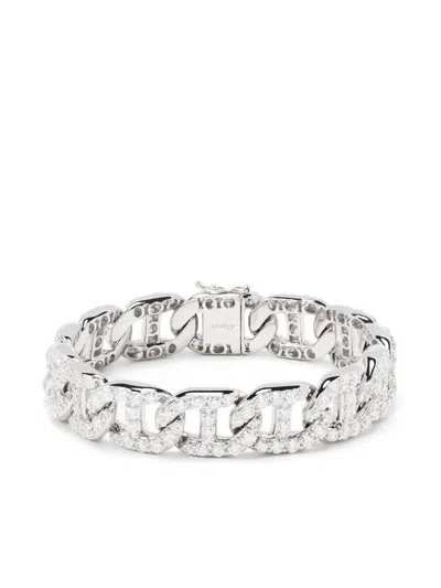 Leo Pizzo 18kt White Gold Diamond Her Groumette Bracelet In Silver