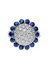 Leo Pizzo 18kt White Gold Diamond Sapphire Aurora Ring In Silver