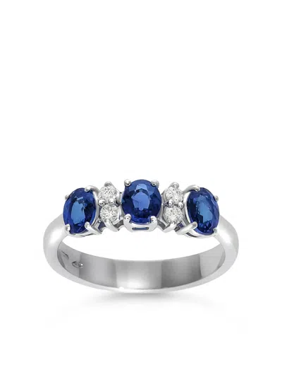 Leo Pizzo 18kt White Gold Diamond Sapphire Eternity Band Ring In Silver